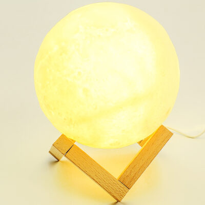 Veladora Luna 3D Led Sopoorte de Madera