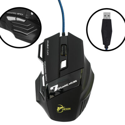 Mouse Gamer Cable Trenzado y Luz 4000 DPI 4 Botone