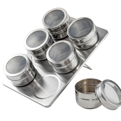 Especieros x 6 Imantados con Soporte Placa Acero I