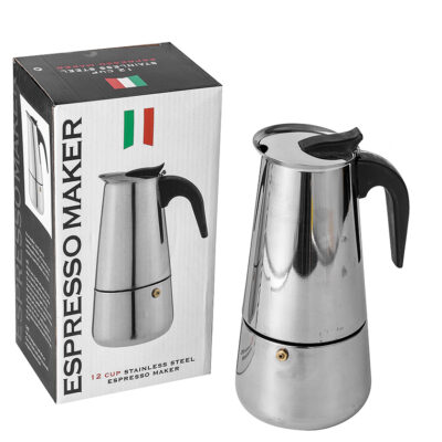 Cafetera Italiana Moderna 12 Tazas Expreso Acero Inoxidable