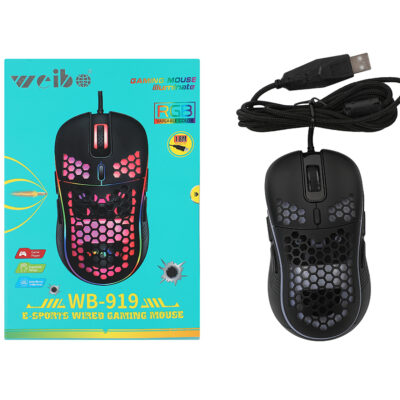 Mouse Gamer con Cable 1.8 m WB-919 Diseño Panal