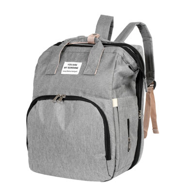 Mochila Maternal con Cuna Cambiador Multi Compartimiento GRIS
