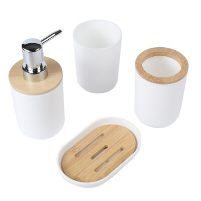 Set de Baño en Bambú 4 Piezas BLANCO