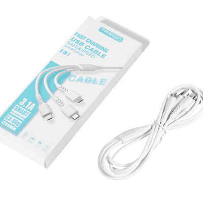 Cable TREQA 1.2 m 3 en 1 CA-686SKU: 3546