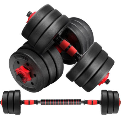 Set Mancuernas 20 kg 12 Pesas y Barra Conectora Rojo-NegroSKU: 8458